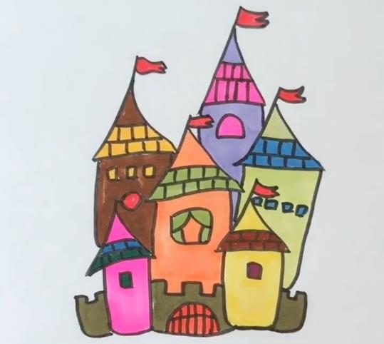 城堡简笔画图片 房子简笔画视频教程