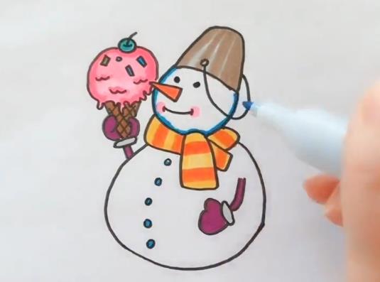 雪人简笔画图片 冰激凌 雪人简笔画视频教程