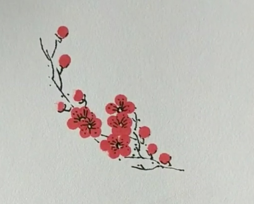 红色梅花简笔画图片 创作红色梅花简笔画的步骤 与视频教程